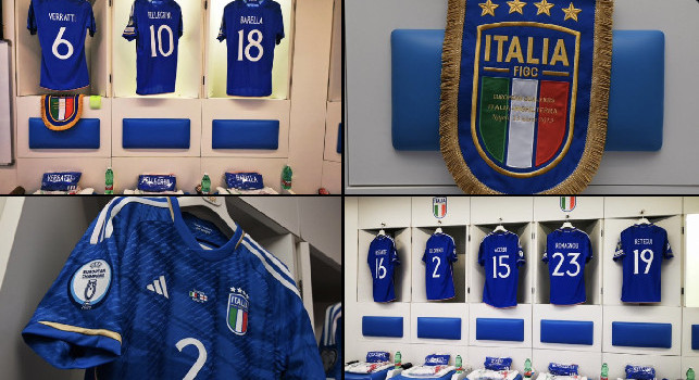 Italia-Inghilterra, maglie negli spogliatoi: spunta quella di Di Lorenzo | FOTO