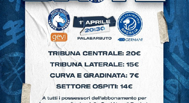Biglietti Napoli Basket - Germani Brescia