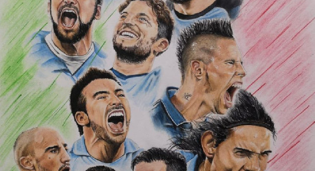 Scudetto Napoli, il fantastico quadro di Luca Ascione dedicato a chi ha scritto la storia recente del club | FOTO