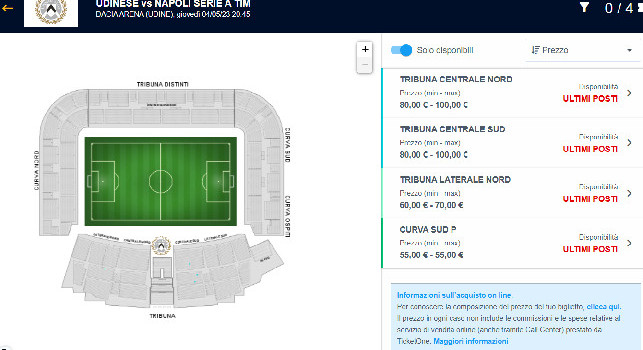 Biglietti Udinese-Napoli: TicketOne
