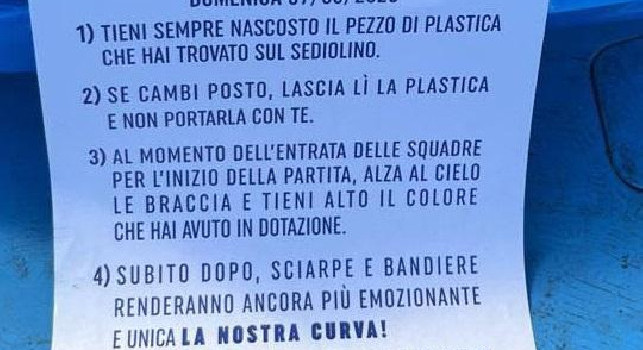 Coreografia tricolore al Maradona: ecco il volantino diffuso dagli Ultras | FOTO