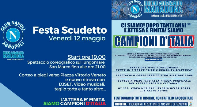 Club Napoli Agropoli, venerdì 12 maggio la festa scudetto: la locandina dell'evento | FOTO