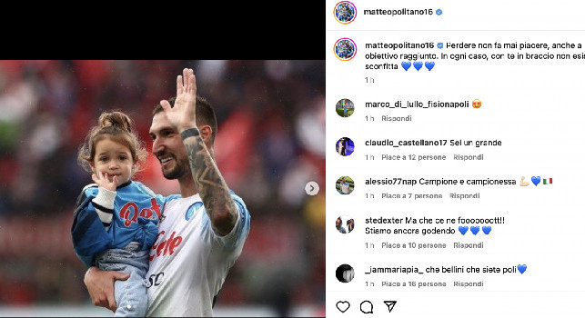 Il Napoli cade a Monza, la splendida dedica di Politano alla figlia: Con te in braccio non esiste sconfitta | FOTO