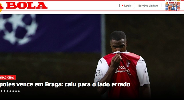 Il Braga sogna, si ferma davanti alla crudelt&agrave; di Niakat&egrave; e del palo, i quotidiani portoghesi dopo il ko col Napoli | FOTO