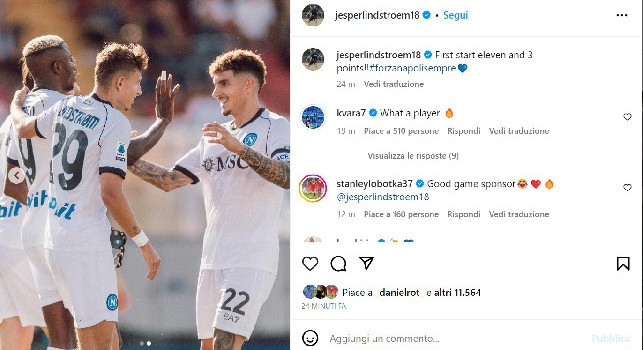 Lecce-Napoli, Lindstrom esulta: Prima partita da titolare e tre punti! | FOTO