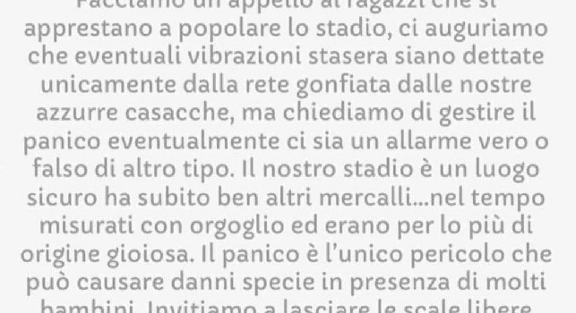 Terremoto, l'appello degli ultras per Napoli-Real Madrid di stasera | FOTO
