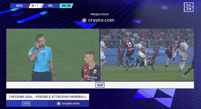 Genoa-Milan 0-1, clamoroso fallo di mano non sanzionato di Pulisic