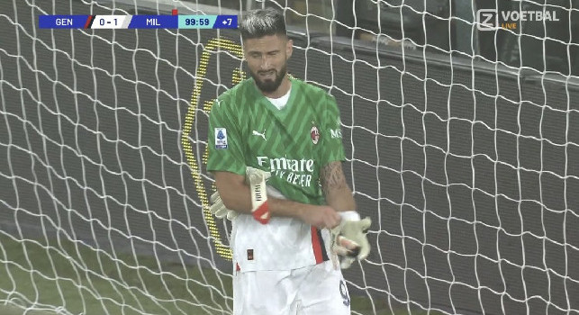 Genoa-Milan 0-1, finale shock: Giroud diventa portiere e salva il risultato