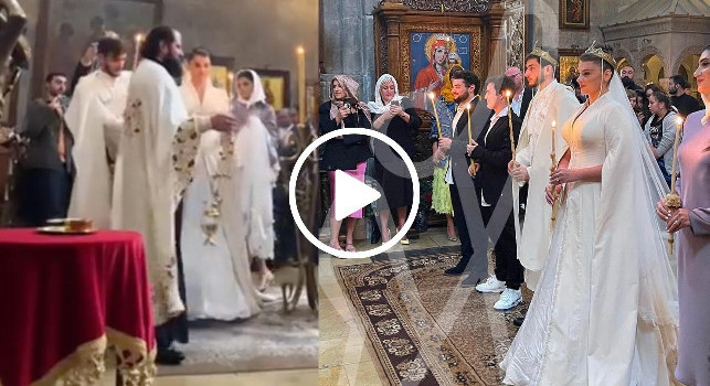 Napoli, Kvaratskhelia s'è sposato in Georgia: il matrimonio con Nitsa | VIDEO