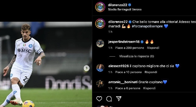 La carica di capitan Di Lorenzo: Che bello tornare a vincere! Ora testa a martedì | FOTO