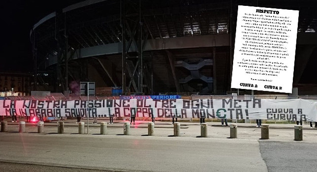 Supercoppa, striscione e comunicato Curva A e B: Senza rispetto, buona cammellata! | FOTO