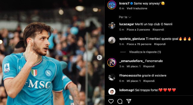 Napoli-Verona, il commento social di Kvaratskhelia dopo il grande goal | FOTO