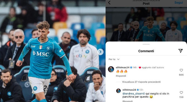 Elmas punzecchiato dai tifosi del Napoli, lui scherza: Qui si sta meglio in panchina | FOTO