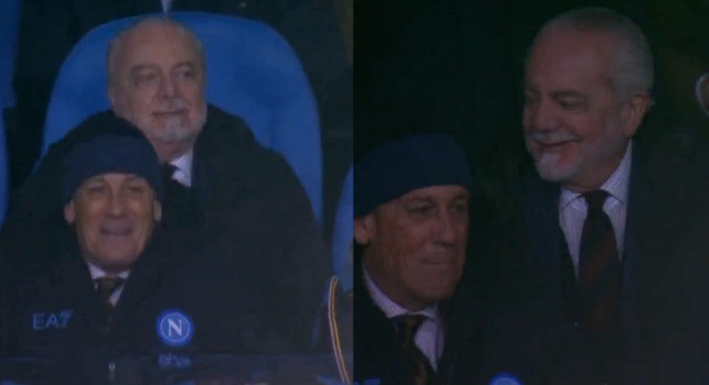 Chi non salta juventino è, De Laurentiis scatenato in tribuna al gol di Kvara! | FOTO