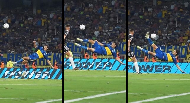 Cavani da urlo, gol magnifico in rovesciata col Boca Juniors a 37 anni | VIDEO