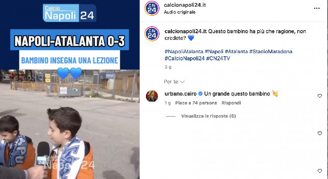 Il commento del baby tifoso a CN24 fa applaudire anche Cairo: Questo bambino è un grande! | FOTO