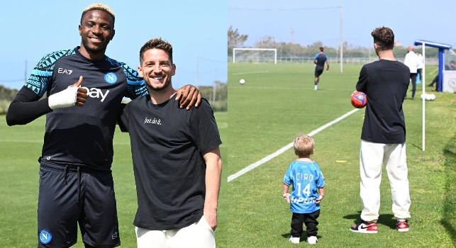 Sorpresa a Castel Volturno, c'è Mertens! Dries con il figlio Ciro a bordocampo per l'allenamento del Napoli | FOTO