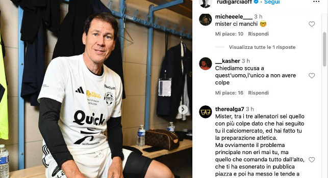 I napoletani chiedono scusa a Rudi Garcia, pioggia di commenti su Instagram | FOTO