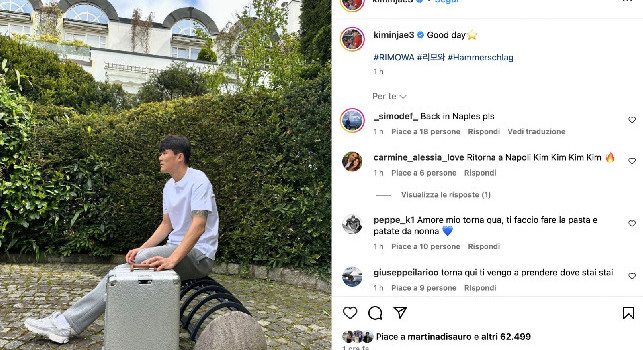 Kim appare su Instagram con una valigia, i tifosi azzurri: Torna a Napoli | FOTO