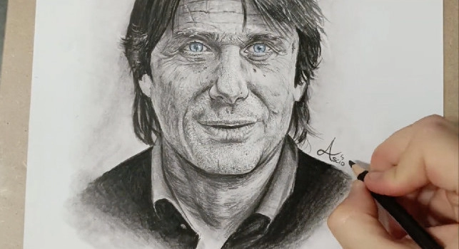 Conte-mania a Napoli, un artista gli dedica un magnifico ritratto! | FOTO & VIDEO