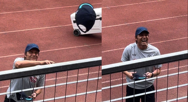 Conte e Oriali fanno <i>impazzire</i> i tifosi: autografi e <i>lancio</i> di cappellini in tribuna