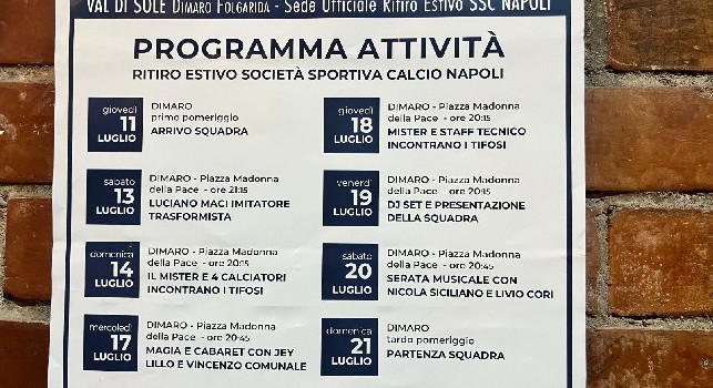 Ritiro Napoli a Dimaro, il programma dei prossimi giorni: svelati comici e cantanti | FOTO