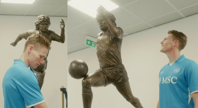 McTominay vede per la prima volta la statua di Maradona: Ho la pelle d'oca | VIDEO