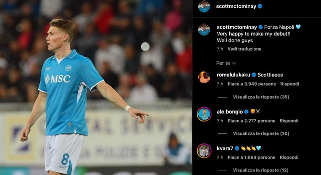 McTominay: Felice del debutto, forza Napoli! E spuntano i commenti di Lukaku, Buongiorno e Kvara | FOTO