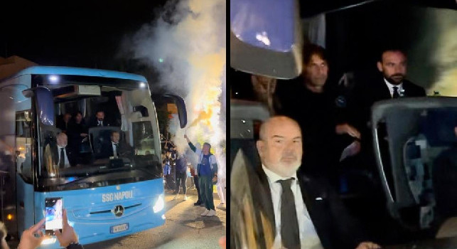 E\' arrivato il pullman del Napoli a Torino! Accoglienza fantastica tra tantissimi tifosi | VIDEO CN24