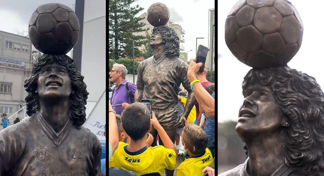 Statua Maradona a Casalnuovo di Napoli: &egrave; stupenda! L'artista Torti: Sinonimo di libert&agrave; | VIDEO CN24
