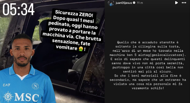 Gallo: Furti d’auto? Ho trovato inquietanti le parole dell’assessore De Iesu, quasi fa una ramanzina a Juan Jesus