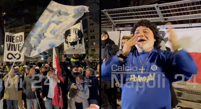 Fiaccolata per Maradona, che entusiasmo: guardate cosa sta succedendo all'esterno del Maradona! | VIDEO