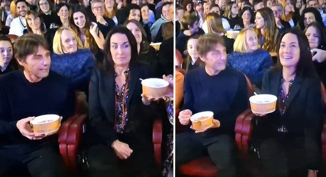 Conte e il siparietto con la pasta e patate con la provola al Peppy Night | VIDEO