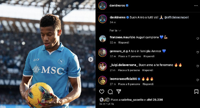 Il messaggio in italiano di David Neres dopo Napoli-Venezia | FOTO