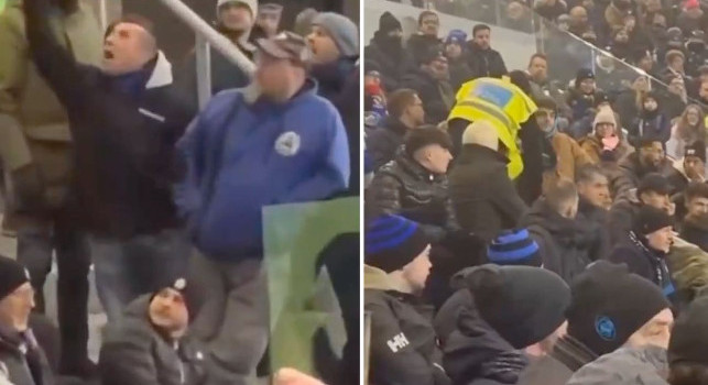 Tifoso Napoli cacciato dalla tribuna a Bergamo tra insulti razzisti | VIDEO