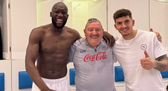 Lukaku e Di Lorenzo esultano con Starace nello spogliatoio | FOTO