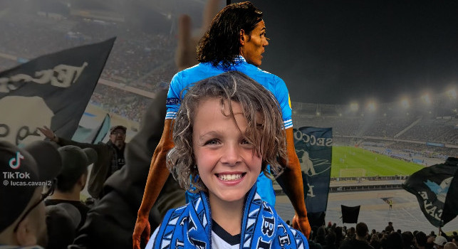 Cavani in Curva B per Napoli-Juve: Lucas (figlio del Matador) allo stadio da tifoso vero! | VIDEO