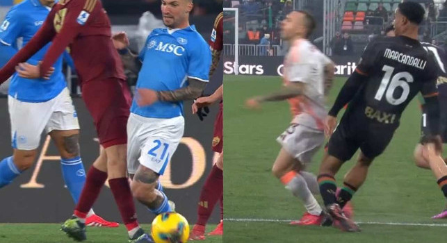 Stesso fallo, ma due pesi e due misure: rigore alla Roma e al Napoli no! | FOTO