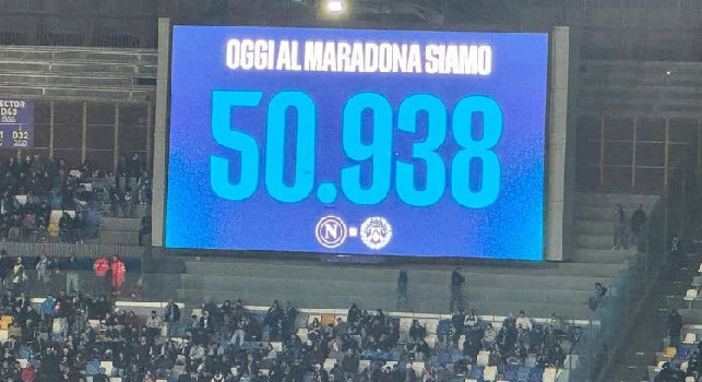 Napoli-Udinese, 50.938 spettatori presenti al Diego Armando Maradona