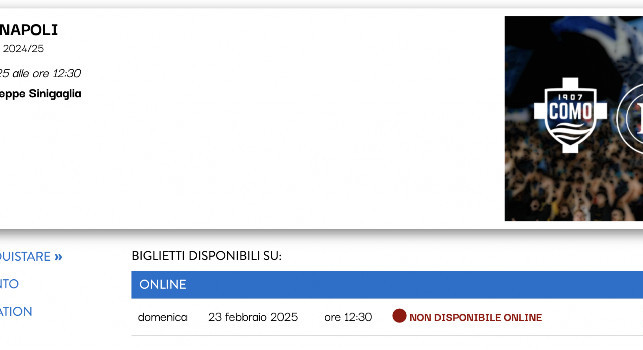 Biglietti Como-Napoli, già esauriti i 175 biglietti extra per il settore ospiti | FOTO