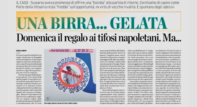 “Pulcinella not welcome”, a Como spuntano adesivi contro i tifosi del Napoli: c'entra anche l'iniziativa della birra promessa all'andata | FOTO