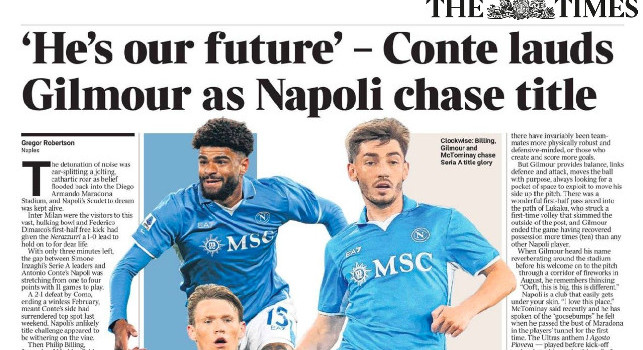 The Times celebra il Napoli: Rumore assordante al gol di Billing, la lotta scudetto continua! E finalmente brilla Gilmour | FOTO