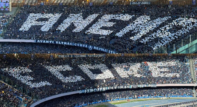 Anema e core, coreografia congiunta di Curva A e B: brividi al Maradona per Napoli-Fiorentina | FOTO