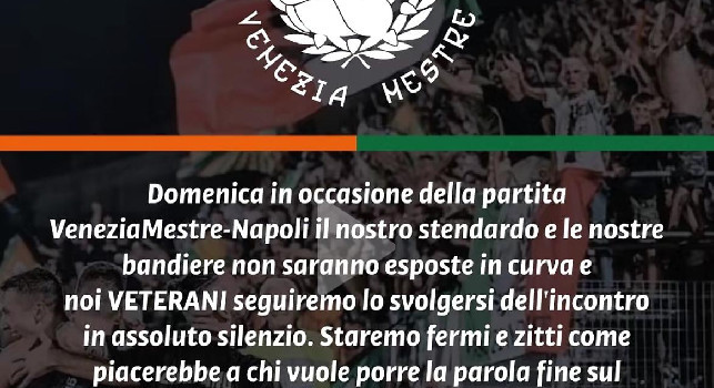 Venezia-Napoli, gli ultras annunciano la protesta: Resteremo fermi ed in silenzio: ecco il motivo