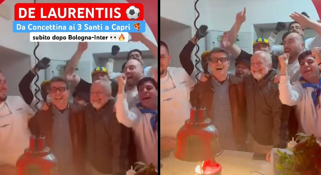 Napoli, De Laurentiis ha festeggiato così il primo posto a 5 giornate dalla fine | VIDEO CN24