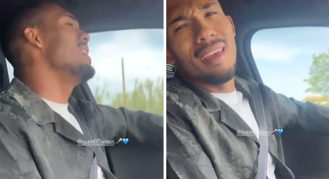Juan Jesus napoletano, canta in auto sulle note di <i>Rossetto e Caffè</i> | VIDEO