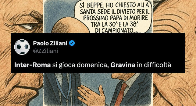 Inter-Roma si gioca domenica: Ziliani posta la vignetta satirica con Marotta e Gravina | FOTO