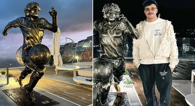 Geolier si regala una fantastica statua di Maradona a casa sua | FOTO