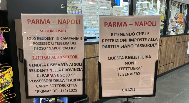 Parma-Napoli, la protesta di una ricevitoria: Restrizioni assurde! Non effettueremo biglietti | FOTO