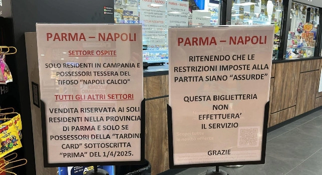 Parma-Napoli, la protesta di una ricevitoria: Restrizioni assurde! Non effettueremo biglietti | FOTO